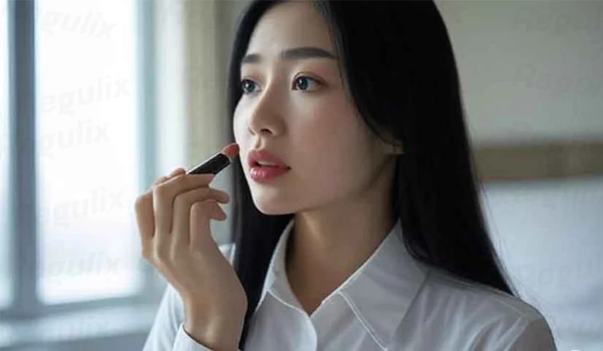 使用口红的女性 - 国产特殊化妆品注册形象展示